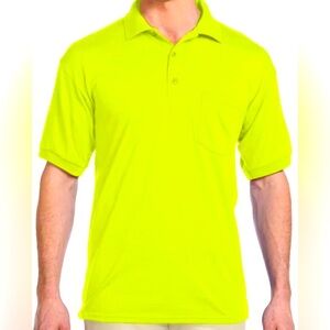 Gildan dry blend safety green/‎ yellow short sleeve polo Unisex size Small